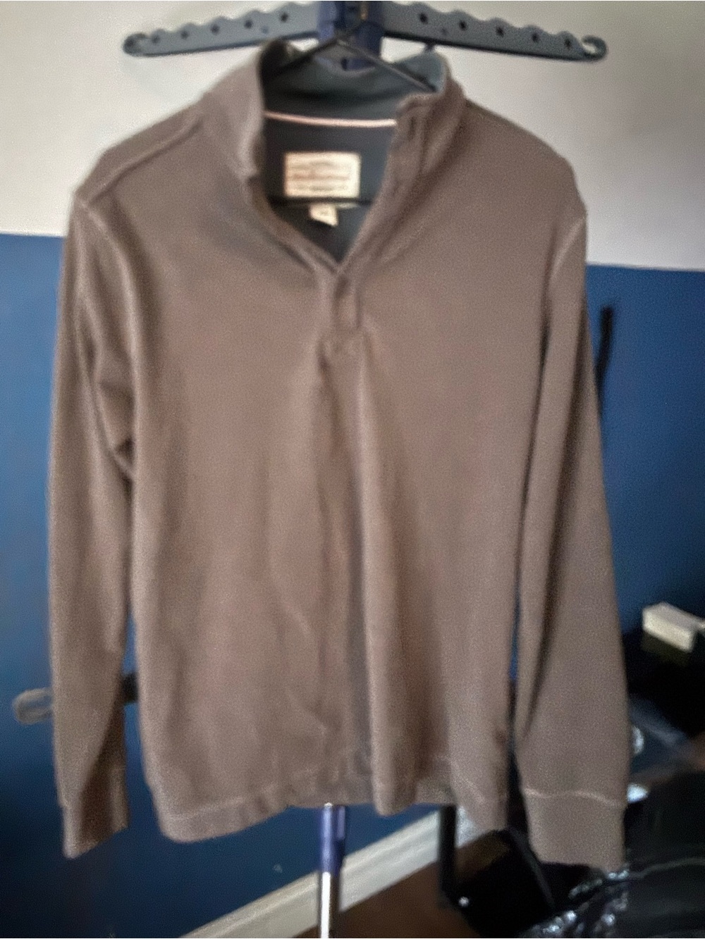 Weatherproof Vintage Men’s Small Brown Snap Mock Neck Fleece Pullover
